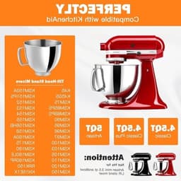 Roestvrijstalen kom voor 4.5-5 Quart keukenmachines, met handvat, geschikt voor Classic en Artisan modellen, ideaal als keukenaccessoire en voor het bereiden van gerechten — thumbnail 3