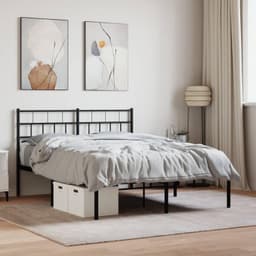 Bedframe met hoofdeinde, metaal, zwart, 135 x 190 cm, hotelbedframe, slaapkamer, bedframe voor woonkamer, slaapkamer — thumbnail 1