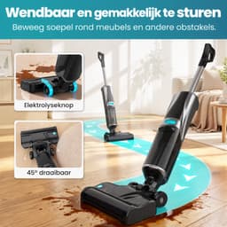 Grenintol Vloerreiniger – Nat en Droog Stofzuiger – 15kPa – 180° Platliggend – Stofzuiger met dweilfunctie – Zelfreiniging met Geëlektrolyseerd Water – Automatische Droging – Dubbelzijdige Randreiniging – 35 Min Accuduur – Zilver — thumbnail 4
