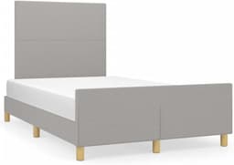 Bedframe met hoofdeinde, lichtgrijs, 120 x 200 cm, stoffen bed voor hotel, logeerkamer, slaapkamer, logeerkamer — thumbnail 4