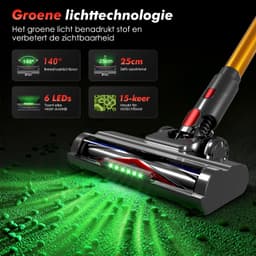 Adormii Steelstofzuiger Draadloos – 50000Pa Sterke Zuigkracht – 60 Min Accuduur – Anti-haarwikkel Vloerborstel – 4 HEPA-filters – 1,6 L Stofreservoir – Groene LED Stofdetectieverlichting – Goud — thumbnail 4