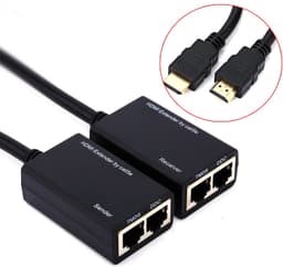 HDMI-extenderset met zender en ontvanger, 1080p Full HD, 30 m overdracht via Cat5e/Cat6-kabel, LAN-ethernet-Balun-repeater voor HDMI-signalen, compatibel met tv, beamer en gam — thumbnail 3