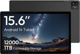 Tablet 15.6 Inch Grijs - Android 14 Besturingssysteem - 8 GB RAM - 128 GB Opslag - IPS Scherm - Voor Zakelijk En Multimedia — thumbnail 1