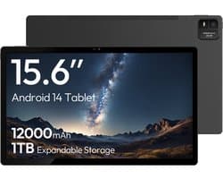 Tablet 15.6 Inch Grijs - Android 14 Besturingssysteem - 8 GB RAM - 128 GB Opslag - IPS Scherm - Voor Zakelijk En Multimedia