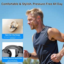 Clip-On Bluetooth Earbuds,Open-Ear Sports Headphones,Wireless bone conduction earphones,Innovative Earhook Design for Fitness,180 hours standby time, Secure Fit, Water and Dust Resistant (Black) — thumbnail 5