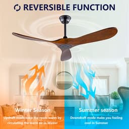 DESMIU Plafondventilator – Stille DC-Motor – 132 cm – Hout en Metaal – Zwart en Donker Walnoot – Afstandsbediening en Tijdschakelaar — thumbnail 4