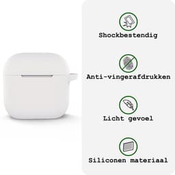 Case - Geschikt voor Apple AirPods 5 - Siliconen Hoes met Clip - Silicone Hoesje Cover - Wit — thumbnail 3