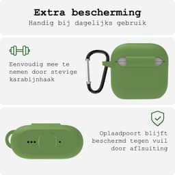 Case - Geschikt voor Apple AirPods 5 - Siliconen Hoes met Clip - Silicone Hoesje Cover - Donkergroen — thumbnail 5