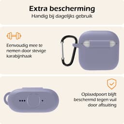 Hoesje - Geschikt voor Apple AirPods 5 - met Clip - Siliconen Hoes - Silicone Case Cover - Lila — thumbnail 5