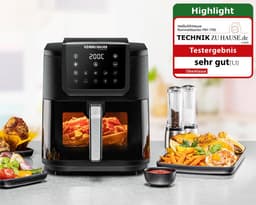 Airfryer 8 liter 1700W met 10 programma's heteluchtfriteuse met timer temperatuurregeling en antiaanbaklaag zwart — thumbnail 5