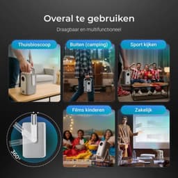 Mini Beamer - 500 ANSI Lumen Full HD 1080p - LED Projector - WiFi 6 Bluetooth 5.2 - Voor Thuisbioscoop En Streaming — thumbnail 3