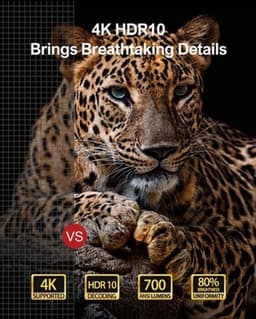Mini Beamer - Projector - Digitale Beamer - Draagbaar - 1080P - Met Autofocus - 700 ANSI - 2 x USB 2.0 - HDMI - AV - DC - WiFi - Bluetooth - 90W - Zwart — thumbnail 2