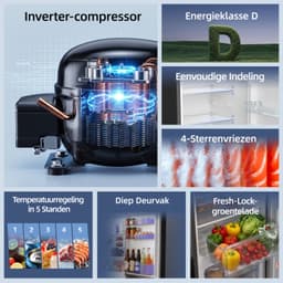 CHiQ CBM162DGD - Koel-vriescombinatie - 157 Liter - Klasse D - Praktische indeling - Elektronische Bediening - 12 jaar garantie op compressor — thumbnail 5