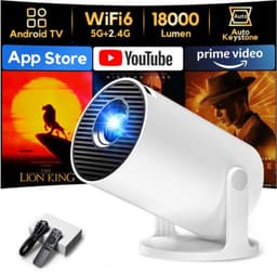 Mini Beamer 1280 x 720 HDMI - 720P Resolutie - DLP - Android 11 Systeem - Compact Formaat - Thuisbioscoop Projector — thumbnail 1