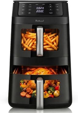 Airfryer, heteluchtfriteuse met 2 kamers, 11 l, heteluchtfriteuse, 40% minder ruimte, 2500 W Dual Zone 6-in-1 met touchscreen-kijkvenster, synchronisatie — thumbnail 1