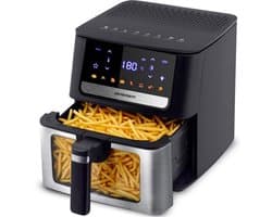 Heteluchtfriteuse, XL, 6,5 liter, airfryer met kijkvenster en touchscreen, 1700 W, 8 programma's, vaatwasmachinebestendig