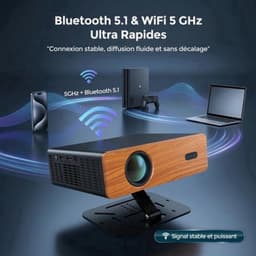 Beamer Draagbaar - 1080P Full HD 450 ANSI Lumen - Dolby Audio 5W - WiFi 6 Bluetooth 5.1 - Voor Thuisbioscoop Gaming Presentaties — thumbnail 3