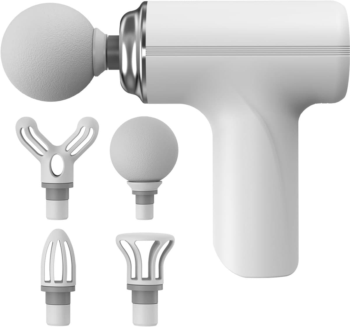 Massagegun - massage apparaat - Hand Spierrug Massager - Massage Gun Mini - Draagbare Hand Spierrug Massager - Nekontspanning Verlichtingsapparaat - 6 standen - 4 opzetstukken - Thuis Kantoor Fitness - Wit — afbeelding 1