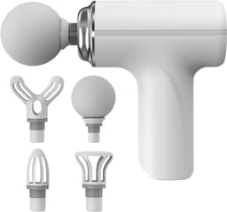 Massagegun - massage apparaat - Hand Spierrug Massager - Massage Gun Mini - Draagbare Hand Spierrug Massager - Nekontspanning Verlichtingsapparaat - 6 standen - 4 opzetstukken - Thuis Kantoor Fitness - Wit — thumbnail 1