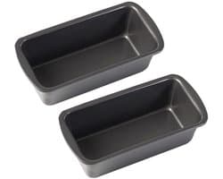 Roestvrijstalen broodbakvormen - Tweedelige set - 19,5 x 9,5 x 6 cm - Rechthoekige broodbakvorm - Cakebakvorm - Met antiaanbaklaag - Geschikt voor oven en Ninja airfryer