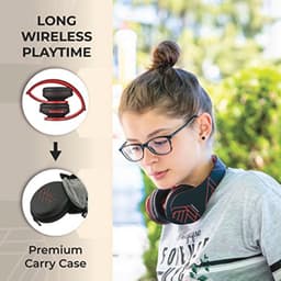 Bluetooth Koptelefoons, PowerLocus P2 draadloze Over-Ear Koptelefoon Inklapbaar, Met microfoon, Micro SD slot, FM Radio, draadloze en kabel Koptelefoon voor Smartphone,Tablets,Laptops,TV(Zwart/Rood) — thumbnail 5