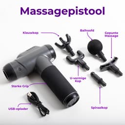 MLN Massage Gun – Krachtige Spiermassage – 5 Opzetstukken – Extra Lange Steel – Zwart — thumbnail 4