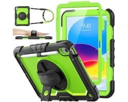 Schokbestendige Hoes voor iPad 11e/10e Generatie met Draaibare Stand, Schouderriem en Screenprotector