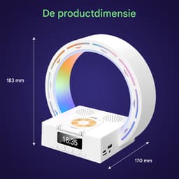 longziming -Bluetooth Speaker – Digitale Klok Slaapkamer – Bluetooth Speaker met Draadloos Opladen 15W – Bluetooth 5.3 – 3D Geluid – LED Sfeerverlichting met Digitale Klok en Telefoonhouder – Multifunctionele Bureau Speaker – wit — thumbnail 5