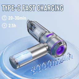 4-in-1 Draadloze Autostofzuiger 20 kPa - Krachtige Mini Stofzuiger met Borstelloze Motor, 30 Min Looptijd, Stofzuigen Blazen Luchtpomp voor Auto en Thuis — thumbnail 2