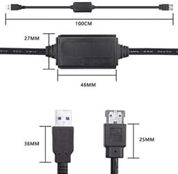 USB naar eSATA converterkabel 5 Gbit/s - 1m voor HDD/SSD/ODD laptops — thumbnail 5