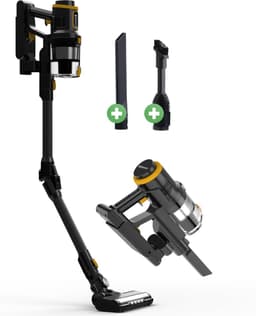 Heevey steelstofzuiger draadloos - Zonder zak - 60 min gebruikstijd - Vacuum cleaner - Snoerloze stofzuiger - Kruimeldief - 220W - 150 airwatts - Met 2 verschillende opzetstukken — thumbnail 2