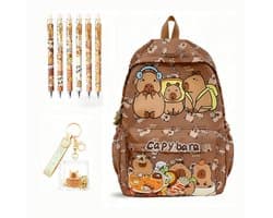 Namajunas - Capibara schooltas 3-delige set - Rugzak meisje - Rugzak jongens - Rugzak kind - 42 x 30 cm - Laptop Rugtas