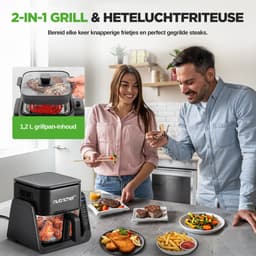 NutriChef 3,8 Liter Airfryer & Grill – 7-in-1 Voorgeprogrammeerde Kookstanden – Transparante Glazen Frituurkom – Zwart — thumbnail 4