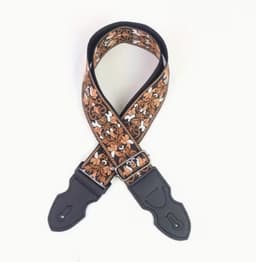P&P® - Professionele Verstelbare Stevige Gitaarband - Guitar strap Band - Luxe Gitaarriem - Bas/Elektrische /Akoestische/ Klassieke Gitaar - Geborduurd Bruin — thumbnail 4