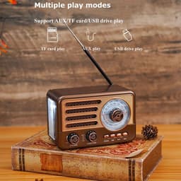 Retro Speaker - Bluetooth Speaker - Am Fm SW Kleine Draagbare Radio - Vintage Speaker - Retro Radio Bluetooth - Retro Radio - Noodradio - 2000mAh Oplaadbare Batterij - Met LED Zaklamp - Ondersteunt TF Kaart, USB, AUX Play - Good — thumbnail 5