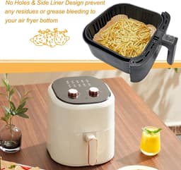 MDUG Bakmatjes voor de airfryer - 100 stuks - Bruin (ongebleekt) - Vierkante bakmatjes voor de airfryer - Wegwerpbaar, oliebestendig papier - Geschikt voor COSORI, Ninja, Tefal en Russell Hobbs airfryers — thumbnail 5