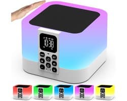 Draadloze Speaker met Nachtlamp, Wekker en Slaapgeluiden