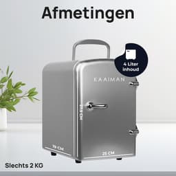 Kaaiman® Mini Koelkast 4L - Kleine Koelkast 12V/220V - Cosmetische Koelkast - Warm en Koud Functie - Skincare Fridge - Minikoelkast Slaapkamer - Zilver — thumbnail 4