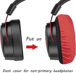 Hoofdtelefoonmanchetten voor betere bescherming en comfort - ademend en wasbaar - elastisch en herbruikbaar - rood - universeel passend voor hoofdtelefoons van 9-10,5 cm — thumbnail 2