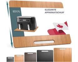 Ibyx Bamboe Schuifplank - Krasvrije Onderzetter met Wieltjes voor Koffiezetapparaat, Airfryer & Espressomachine - Keuken Organizer