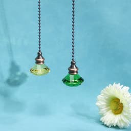 2 Stuks Plafondventilator Kettingverlenging Groen - Decoratieve Trekkoord met Diamantvorm Hangers — thumbnail 3