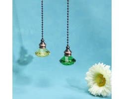 2 Stuks Plafondventilator Kettingverlenging Groen - Decoratieve Trekkoord met Diamantvorm Hangers