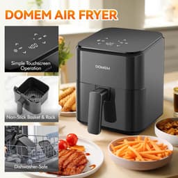 Compacte Luchtfriteuse - Kleine Airfryer - Gezond Koken - Eenvoudig Touch Display - 3 Kwarts - Zwart — thumbnail 4