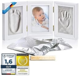 Uniek Baby Fotolijst met Handafdruk en Voetafdruk Set - Perfect als Cadeau voor Geboorte, Doop of Baby Shower - 3-Delige Witte Set — thumbnail 1