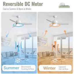 Plafondventilator met verlichting en afstandsbediening - 117 cm, DC, timer, 6 snelheden, stille ventilator voor slaapkamer en woonkamer — thumbnail 2