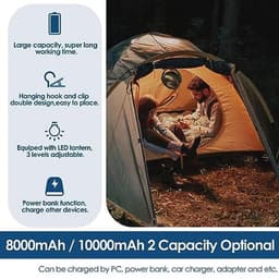 Draadloze 8.000 mAh USB-ventilator met afstandsbediening - Mini campingventilator met 3 snelheden, 720 graden rotatie en LED-verlichting — thumbnail 1