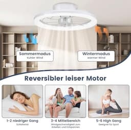 Plafondventilator 40 cm met stil licht en dimfunctie - 3 kleuren voor elk seizoen — thumbnail 1