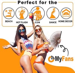 Opvouwbare handventilator voor dames - vintage bamboe zijden ventilator voor opvliegers, festivals en dansen — thumbnail 5
