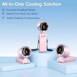 Draagbare Turbo-Handventilator met 5 Snelheden en LED-display - 4000 mAh, USB Oplaadbare Koelventilator voor Outdoor Activiteiten, Reizen en Werk, Roze — thumbnail 5