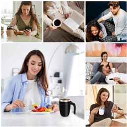 Oplaadbare Koffiebeker met Roerfunctie – Automatische Mengbeker 380 ml – 1‑stand Roeren – Snelle Afkoeling & Antislip – Wit — thumbnail 5